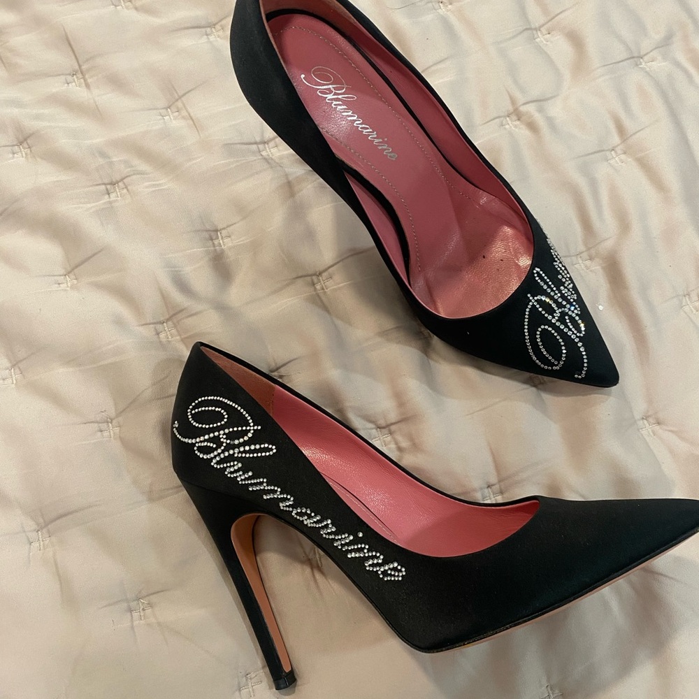 Blumarine Black Heels with Silver Embellishments